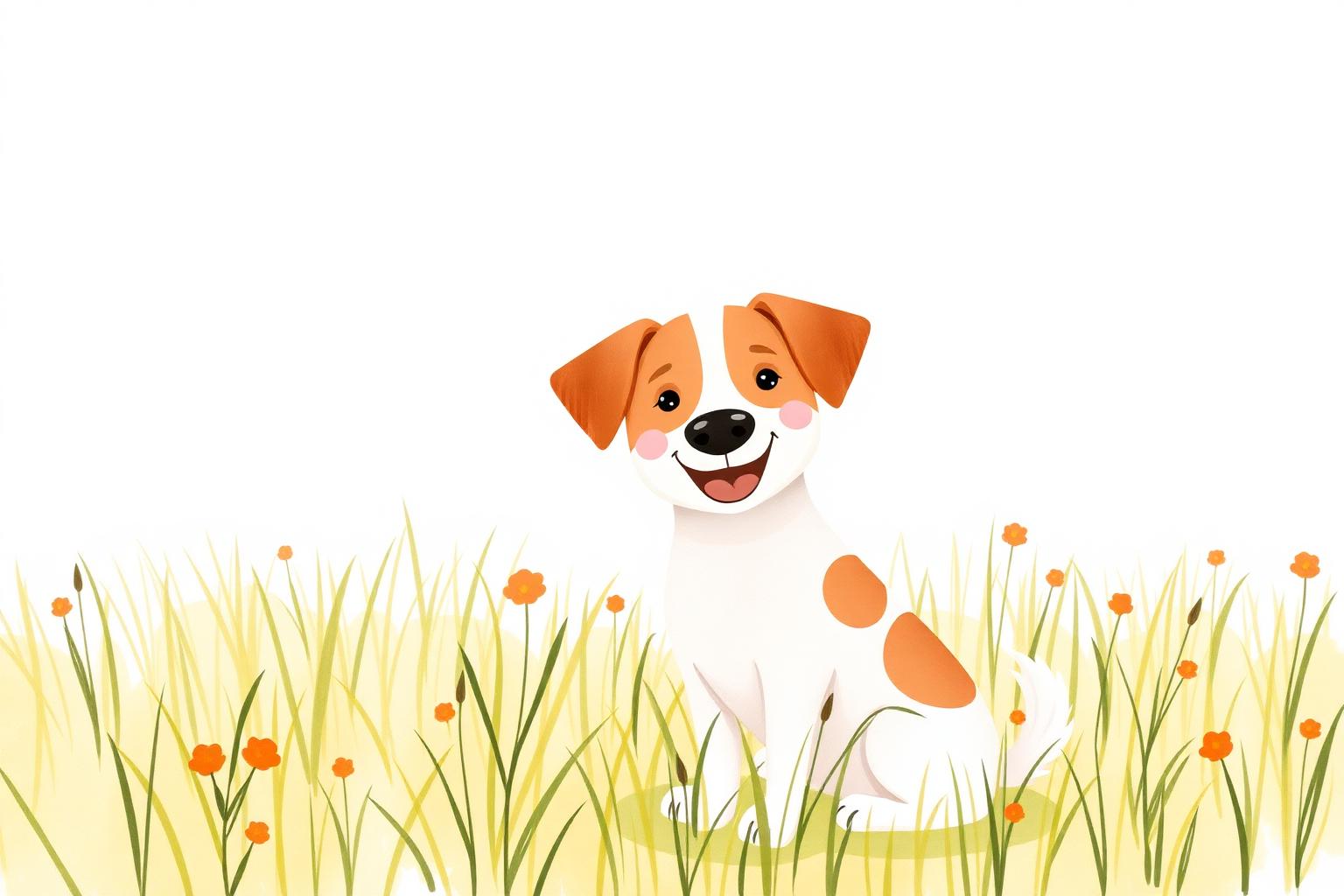 Happy mixed-breed dog in a meadow